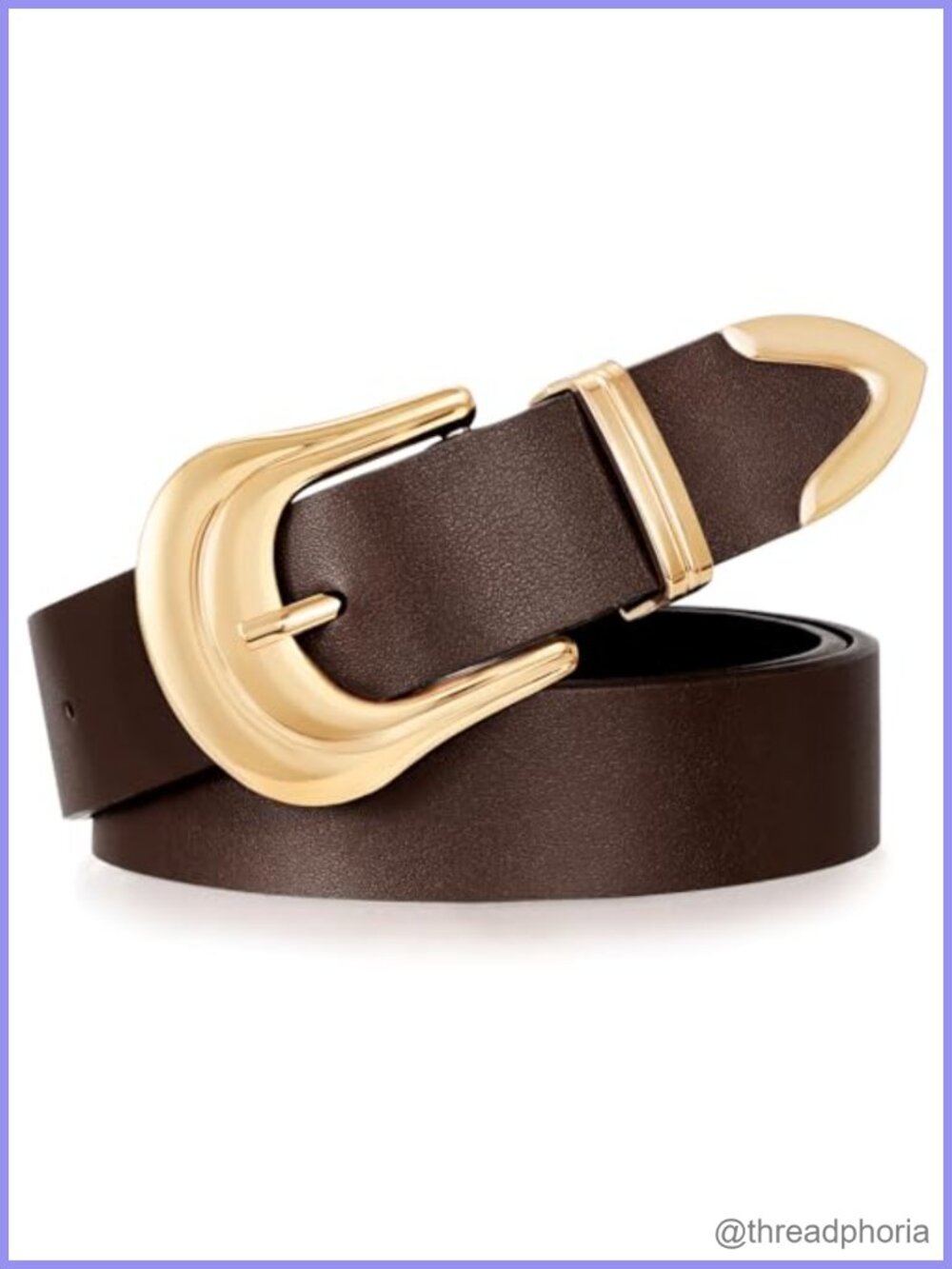 Women's Western Faux Leather Belt Gold Buckle Rodeo Cowgirl